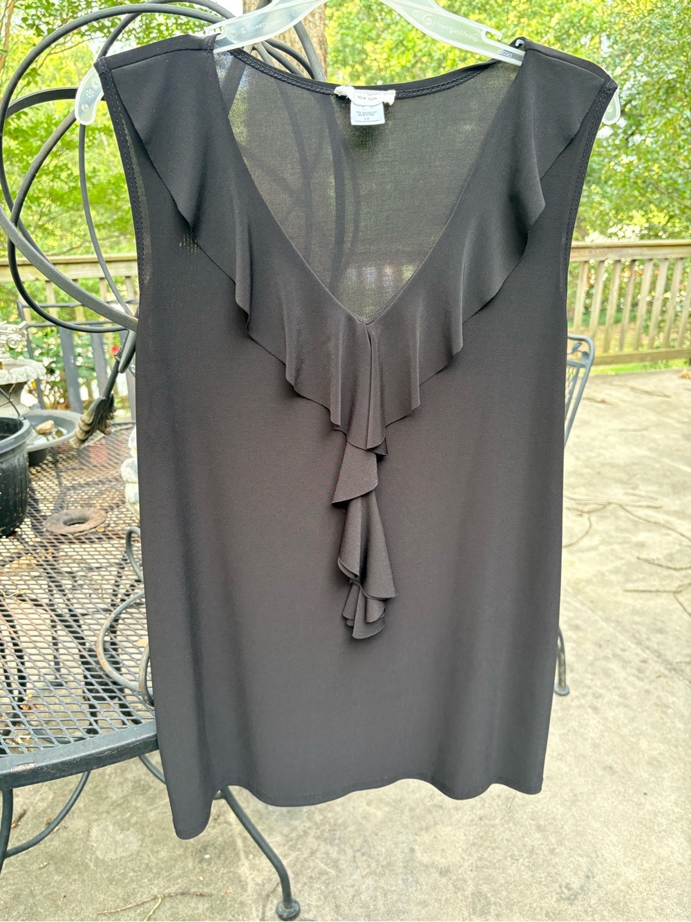 Black Ruffle V-Neck Sleeveless Elan + Grace Blouse